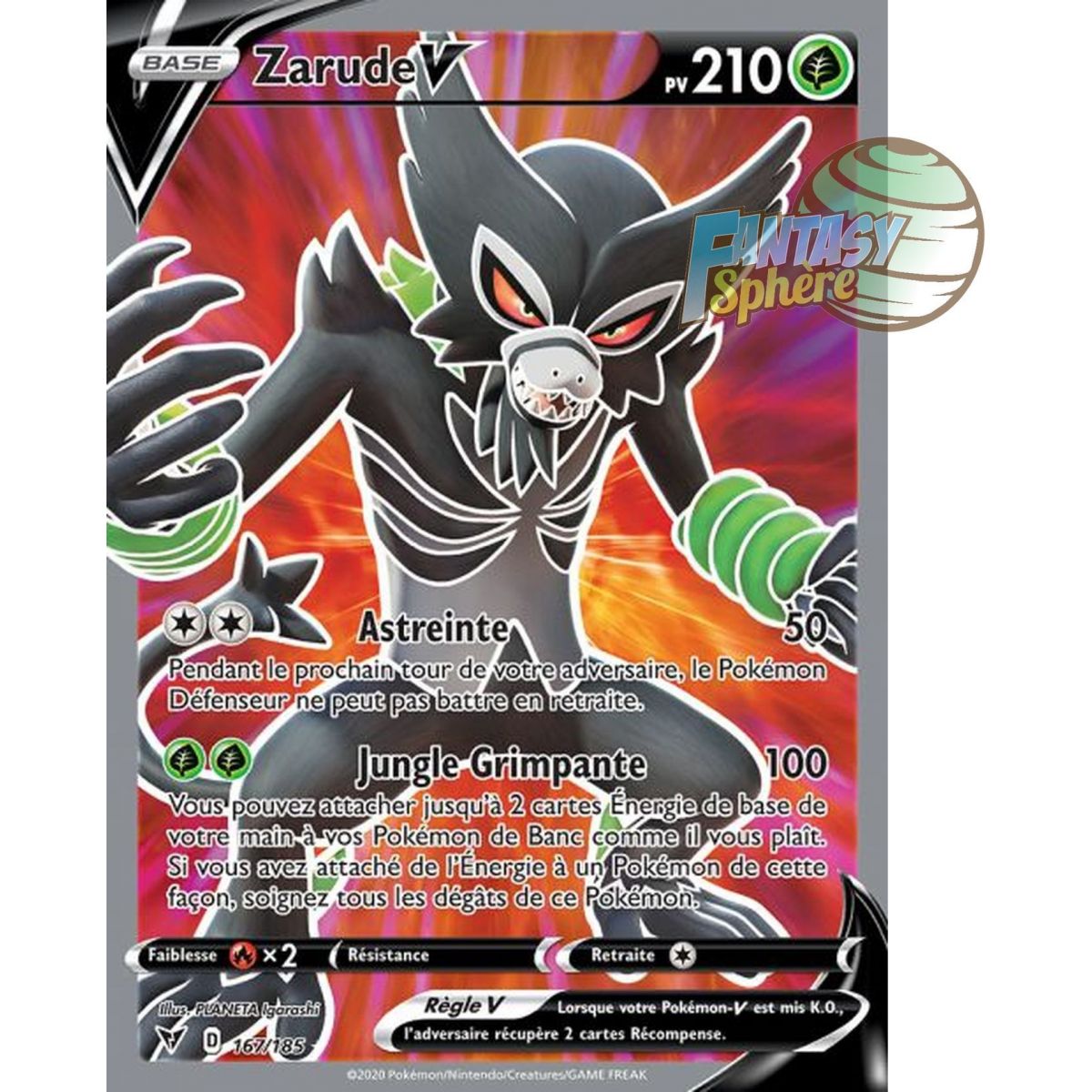 Zarude V - Full Art Ultra Rare  167/185 - Epee et Bouclier 4 Voltage Eclatant