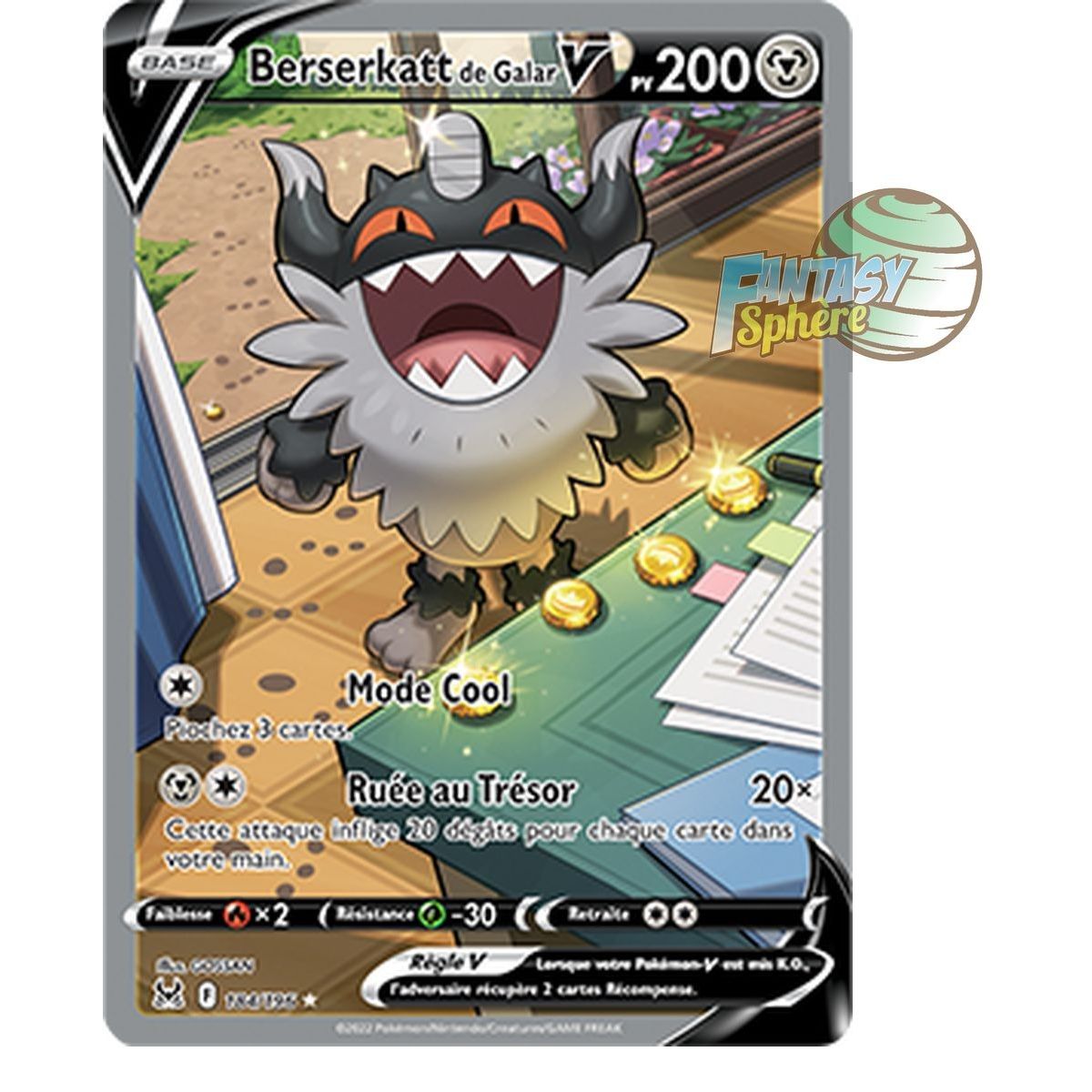 Berserkatt de Galar V - Full Art Ultra Rare 184/196 - Epee et Bouclier 11 Origine Perdue
