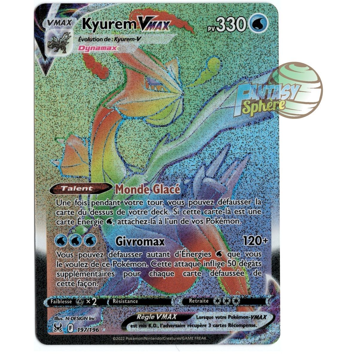 Kyurem VMAX - Secret Rare 197/196 - Epee et Bouclier 11 Origine Perdue