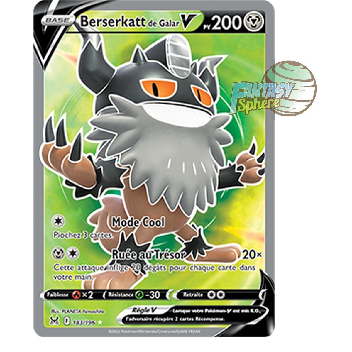 Berserkatt de Galar V - Full Art Ultra Rare 183/196 - Epee et Bouclier 11 Origine Perdue