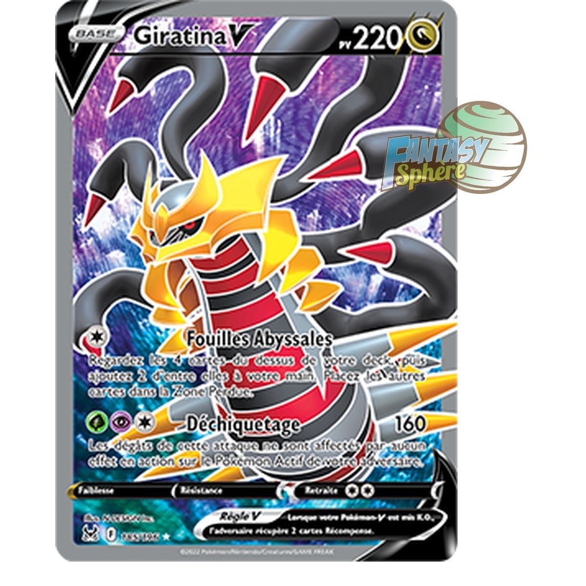 Giratina V - Full Art Ultra Rare 185/196 - Epee et Bouclier 11 Origine Perdue