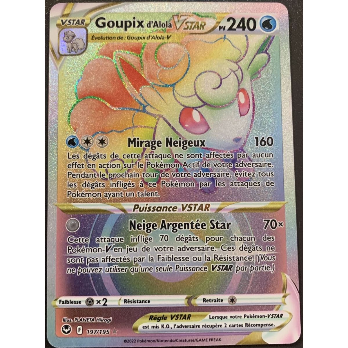 Goupix d'Alola VSTAR - Secret Rare 197/195 - Epee et Bouclier 12 Tempete Argentée