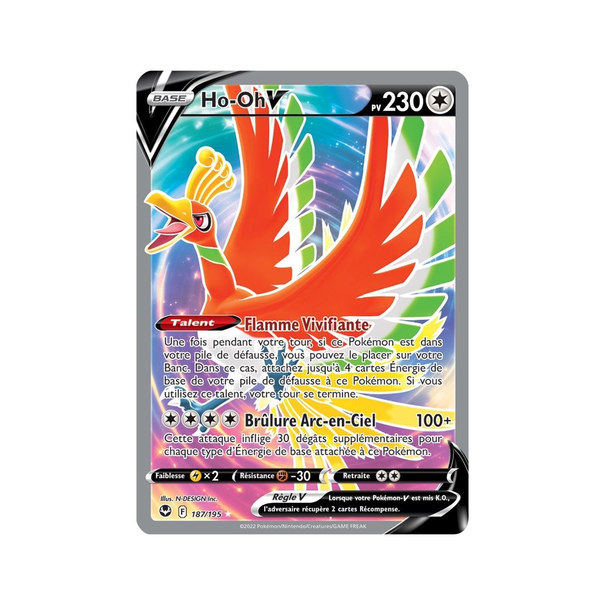 Ho-Oh V 140/195 Carte Pokémon Rare Ultra-Rare SWSH Tempête Argent :  : Jeux et Jouets