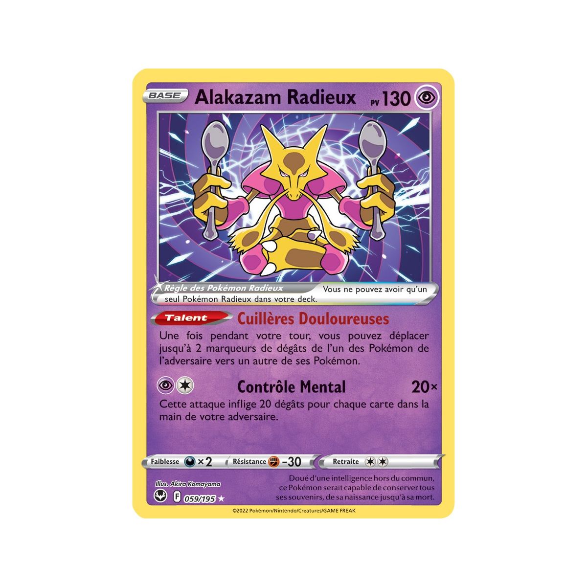 Alakazam Radieux - Radiant Rare 59/195 - Epee et Bouclier 12 Tempete Argentée