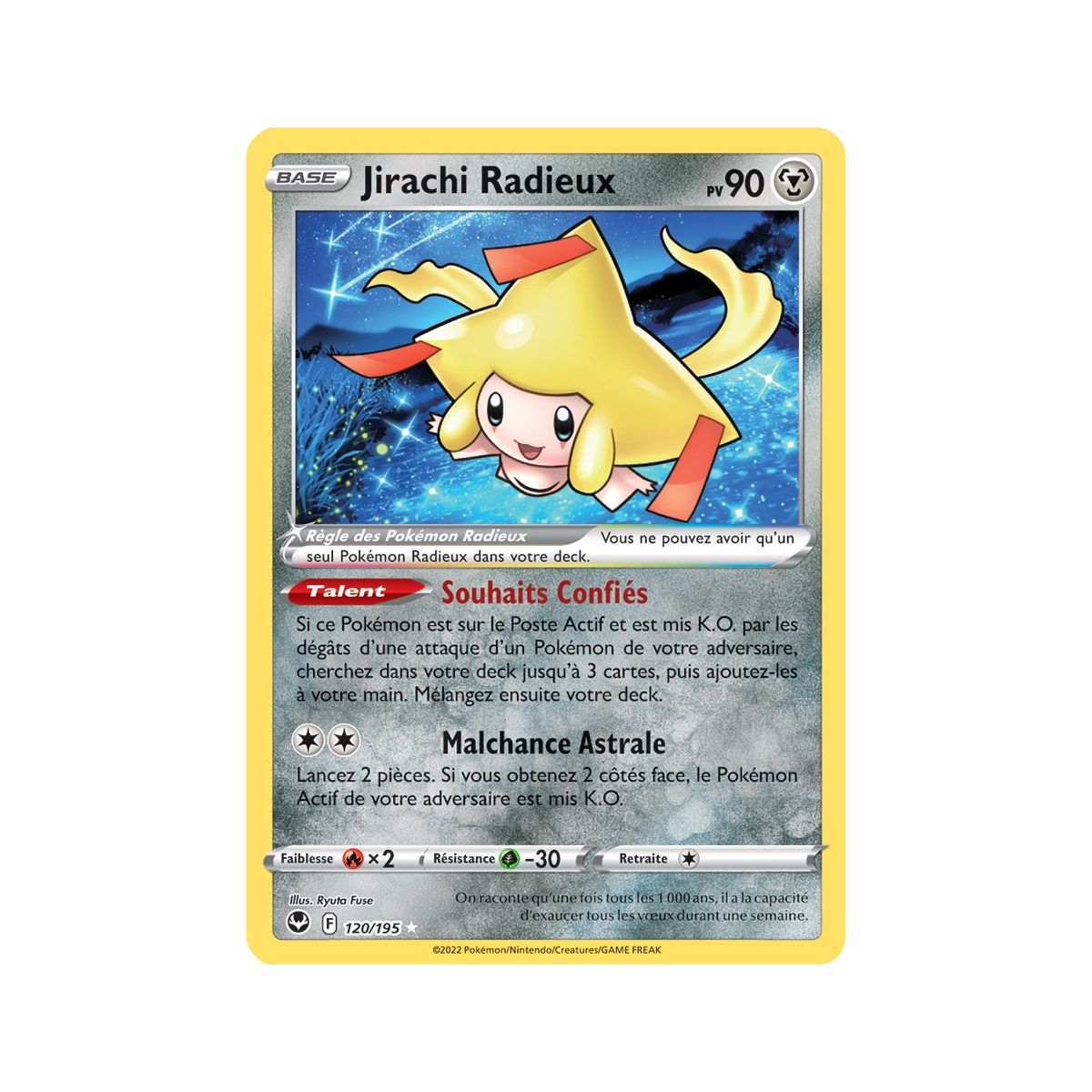 Jirachi Radieux - Radiant Rare 120/195 - Epee et Bouclier 12 Tempete Argentée