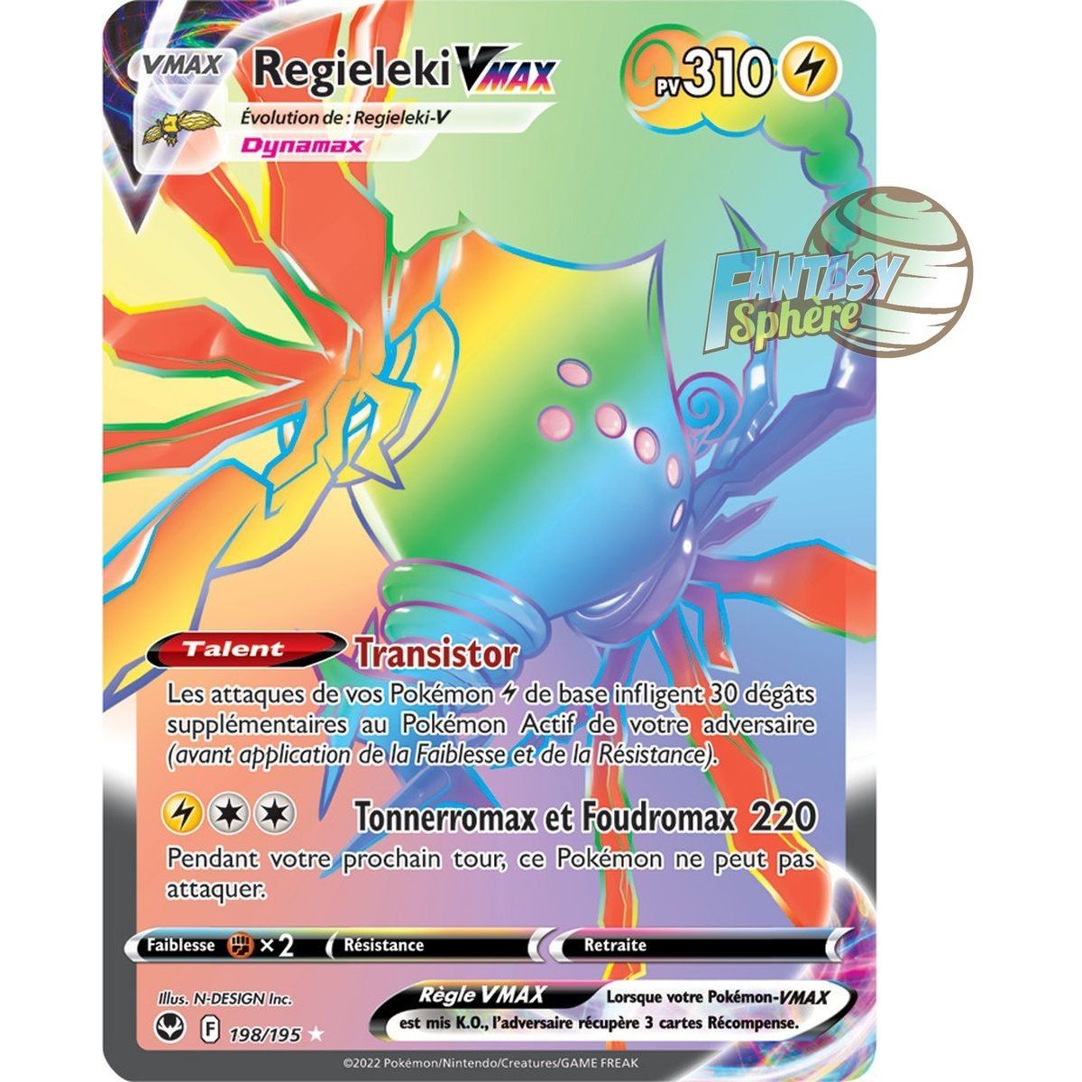 Regieleki VMAX - 058/195 - Ultra Rare - Carte Pokémon Tempête Argentée EB12  - DracauGames