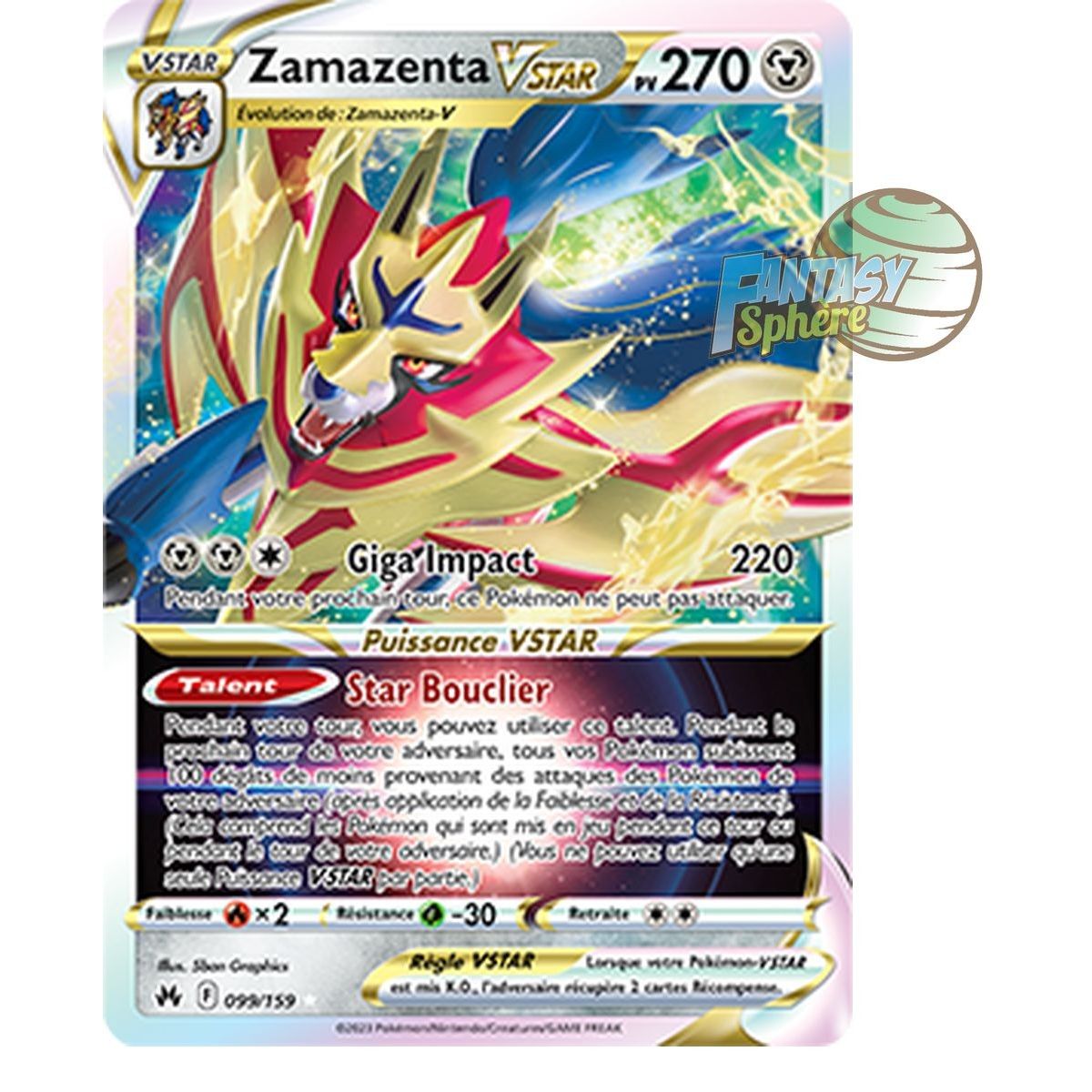 Zamazenta VSTAR - Full Art Ultra Rare 99/159 - Epee et Bouclier 12.5 Zenith Supreme