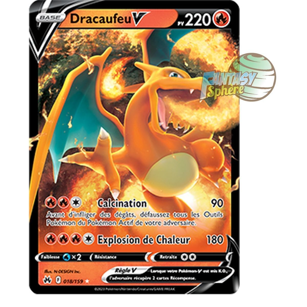 Dracaufeu-V Pv 220 019/189 - Carte Ultra Rare Full Art - Épée et Bo