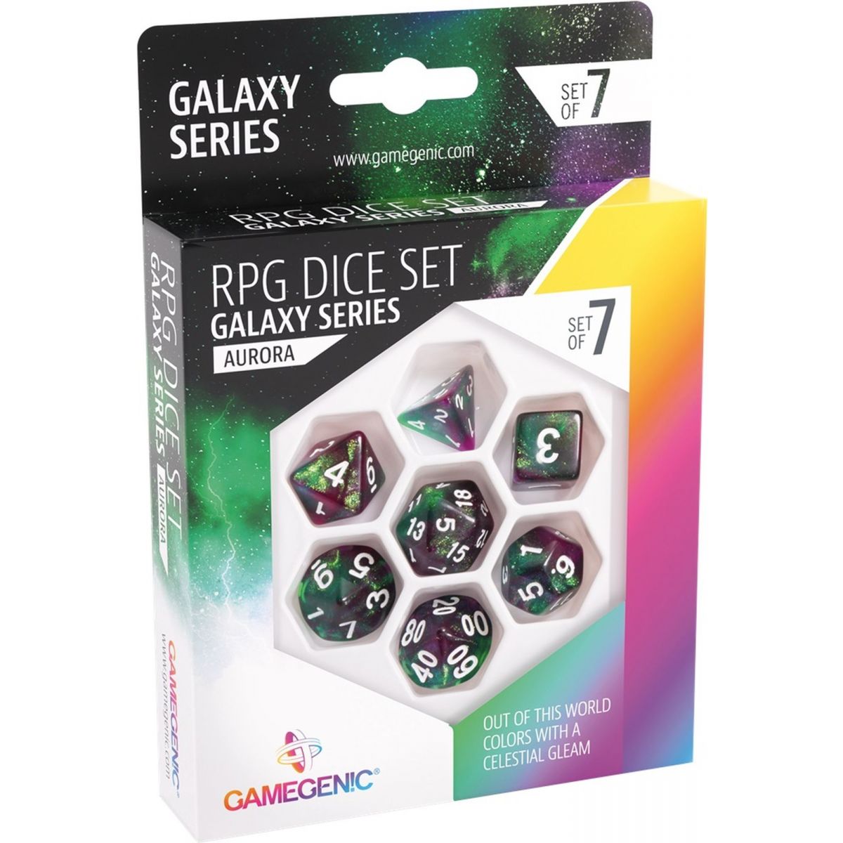 Item Gamegenic - Dice - Galaxy Series - Aurora - Set de 7 Dés JDR