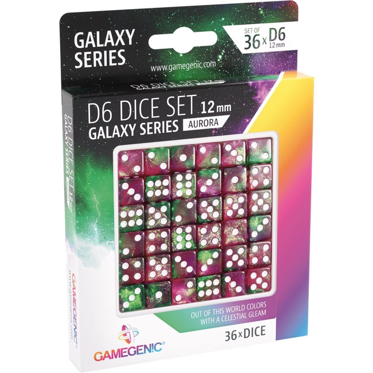 Item Gamegenic - Dice - Galaxy Series - Aurora - Set de 36 Dés de 6 - 12mm