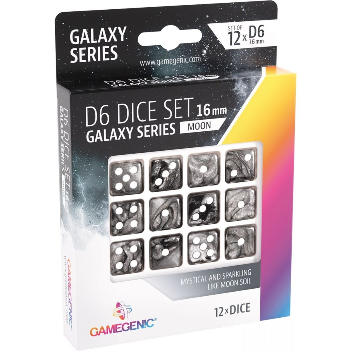 Item Gamegenic - Dice - Galaxy Series - Moon - Set de 12 Dés de 6 - 16mm