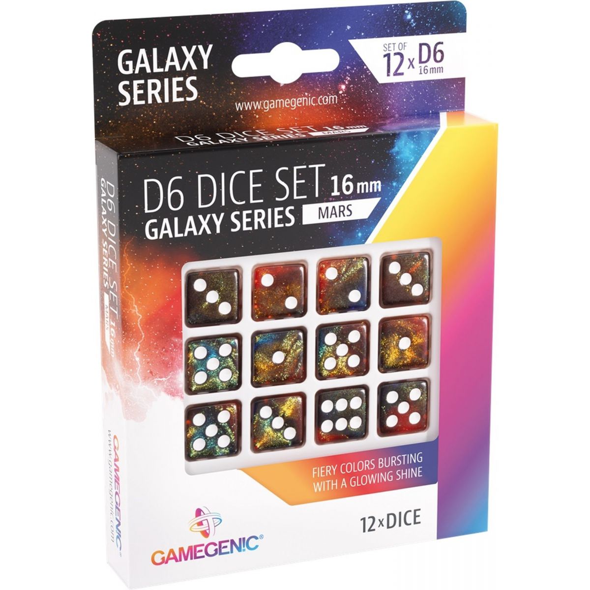 Item Gamegenic - Dice - Galaxy Series - Mars - Set de 12 Dés de 6 - 16mm