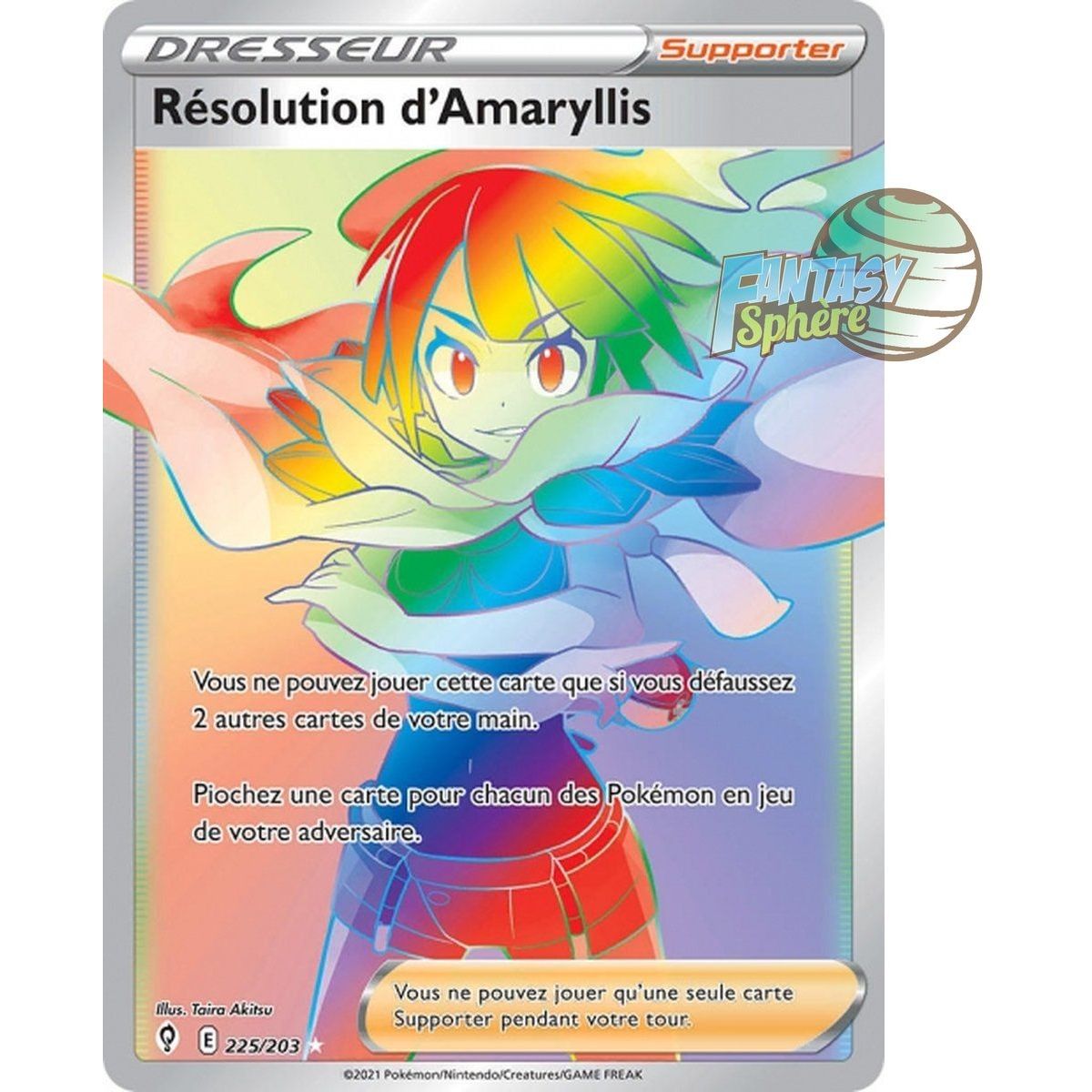 Résolution d'Amaryllis - Secret Rare 225/203 - Epee et Bouclier 7 Evolution Celeste