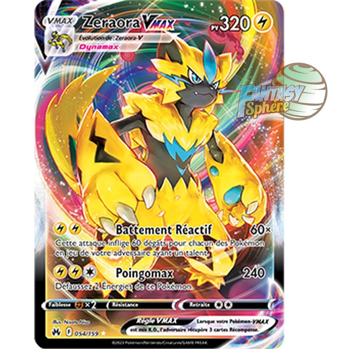 Zeraora VMAX - Full Art Ultra Rare 54/159 - Epee et Bouclier 12.5 Zenith Supreme