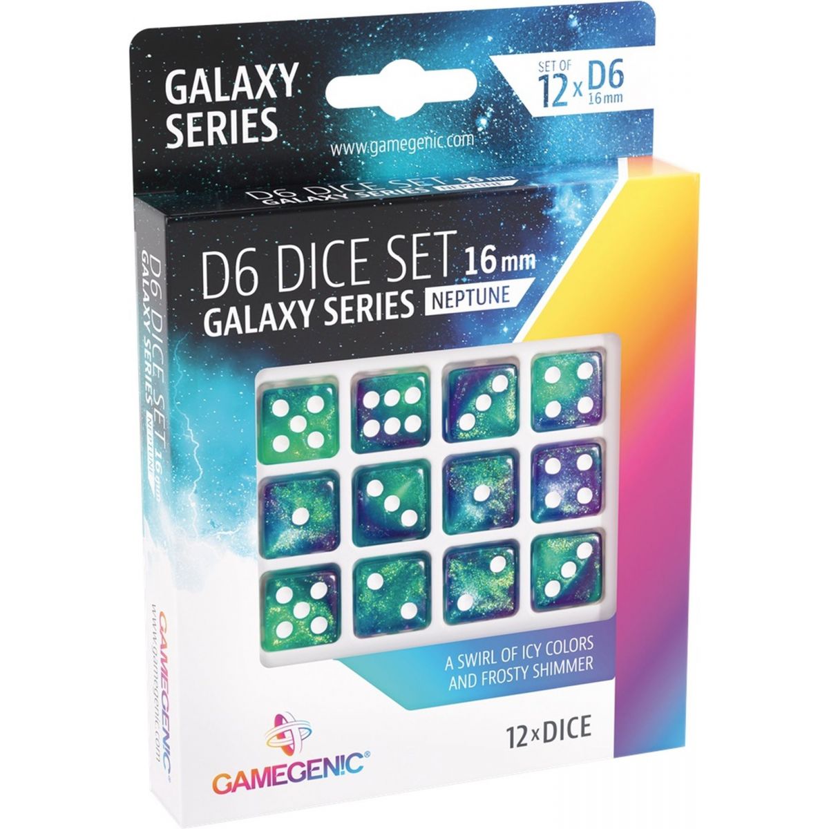 Item Gamegenic - Dice - Galaxy Series - Neptune - Set de 12 Dés de 6 - 16mm