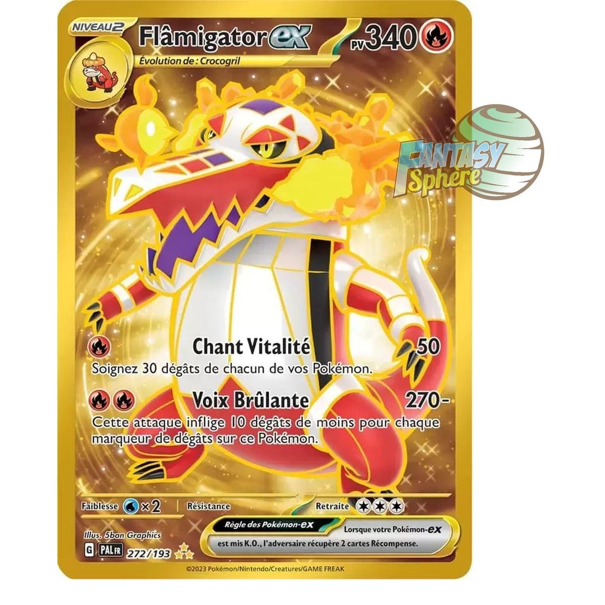 Flamigator EX - Hyper rare 272/193 - Ecarlate et Violet Evolution à Paldea