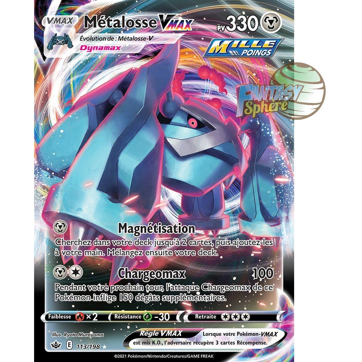 Item Métalosse VMAX - Full Art Ultra Rare 113/198 - Epee et Bouclier 6 Regne de Glace