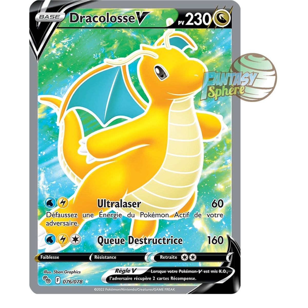 Dracolosse V - Full Art Ultra Rare 76/78 - Epee et Bouclier 10.5 Pokemon GO