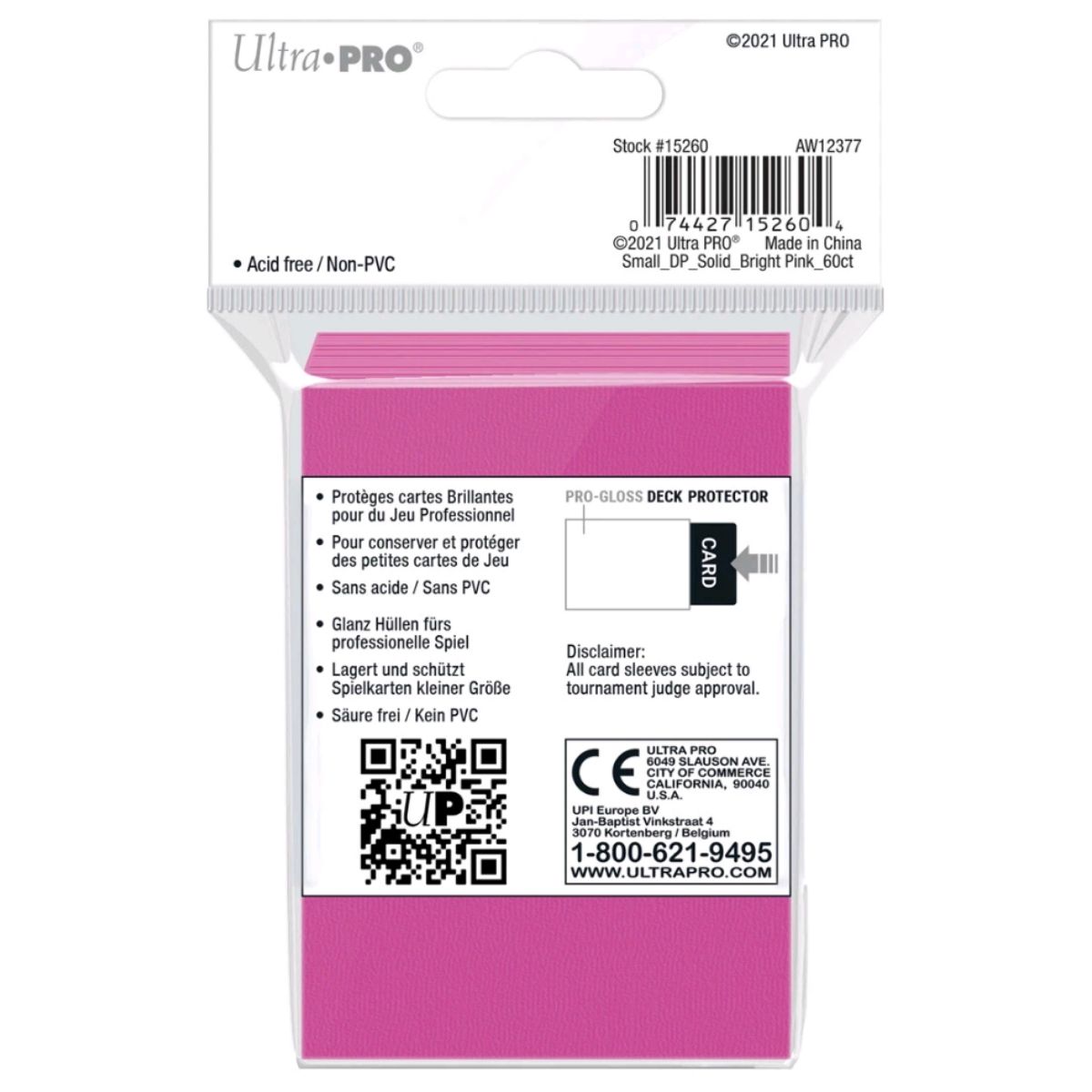 60 Protèges Cartes - Small - Bright Pink - PRO-Gloss Ultra Pro