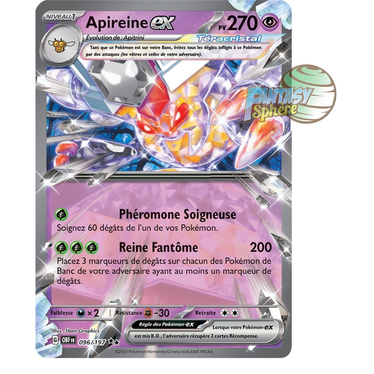 Apireine EX - Double Rare 96/197 - Ecarlate et Violet Flammes Obsidiennes