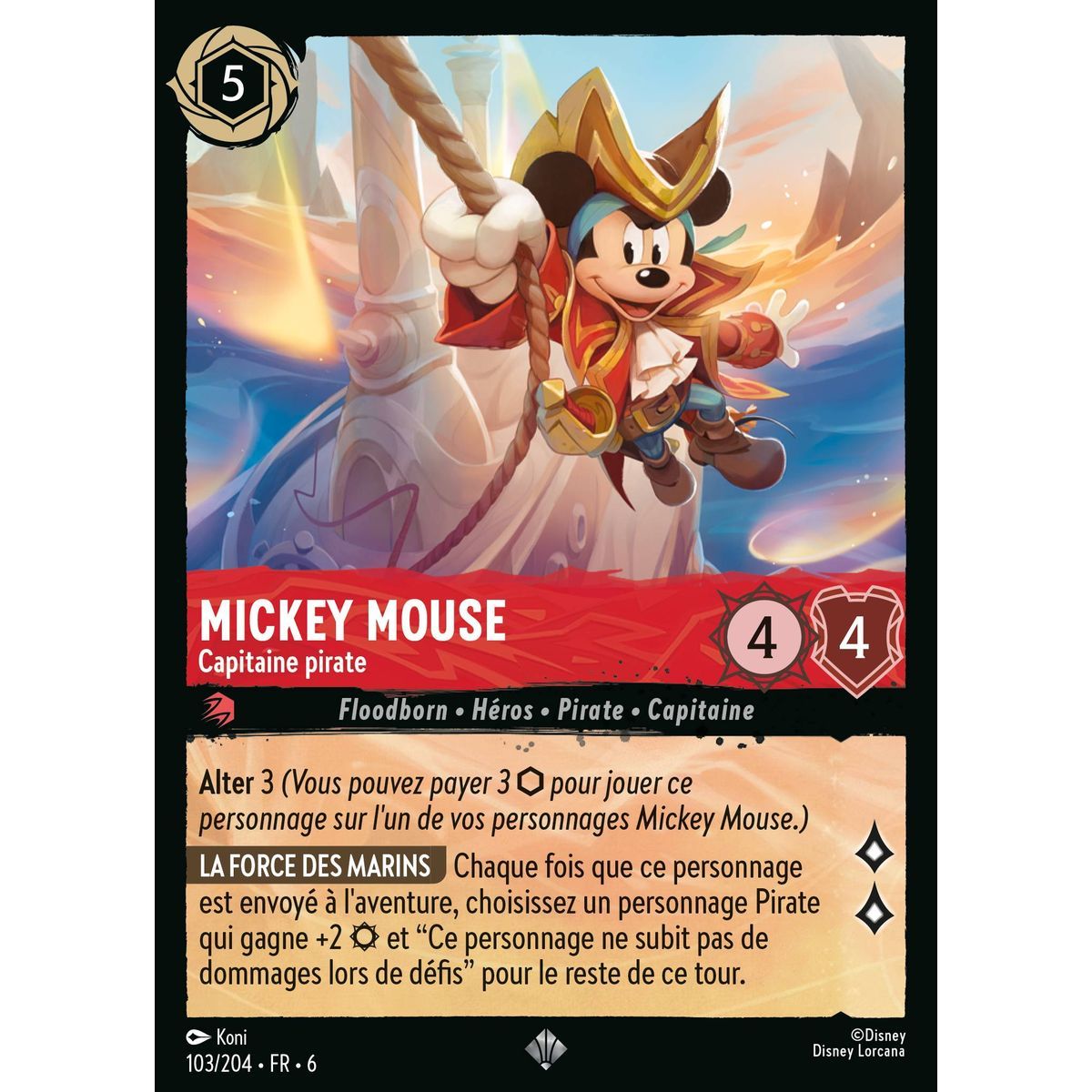Item Mickey Mouse, Capitaine pirate - 103/204 - AZS - La Mer Azurite - Super Rare - Français