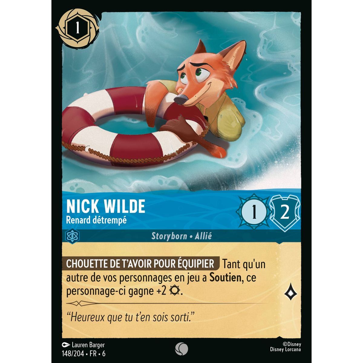 Nick Wilde, Renard détrempé - 148/204 - AZS - La Mer Azurite - Brillante - Premium - Français