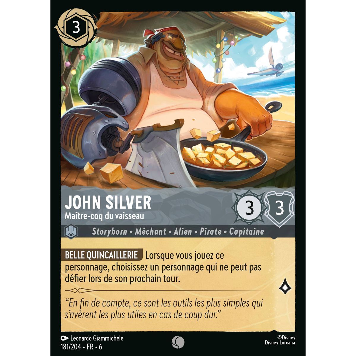 John Silver, Maître-coq du vaisseau - 181/204 - AZS - La Mer Azurite - Brillante - Premium - Français