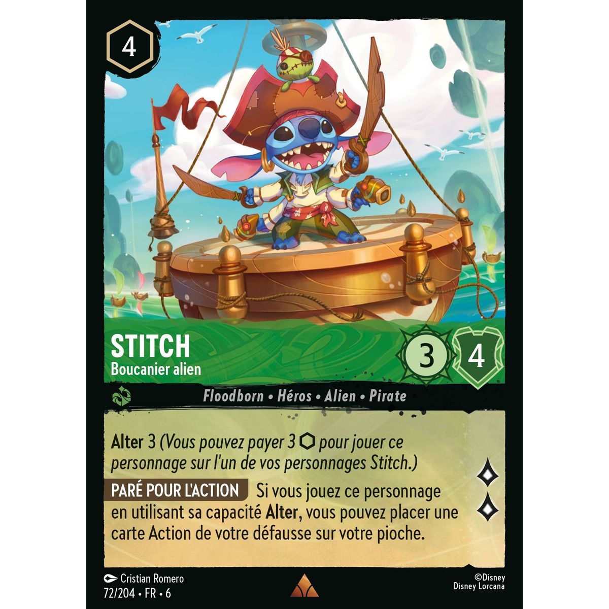 Stitch, Boucanier alien - 72/204 - AZS - La Mer Azurite - Brillante - Premium - Français