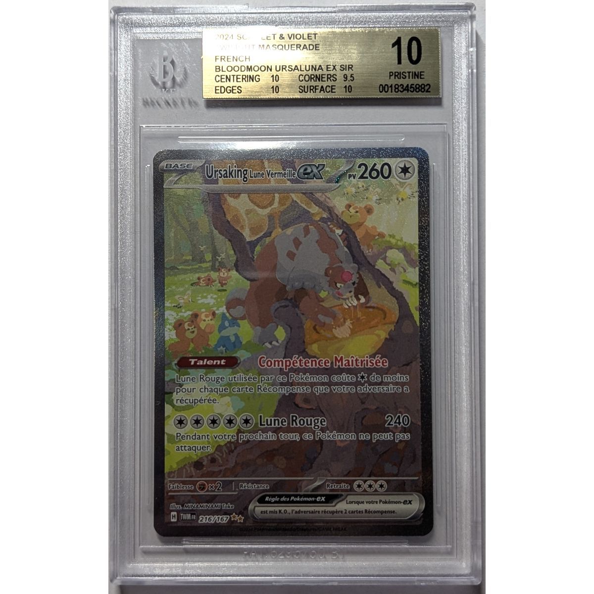 Item [BGS 10 - Pristine] - Carte Gradée - Ursaking Lune Merveille EX SAR 216/167 - S&V Mascarade Crépusculaire - 2025 - Pokémon - Français
