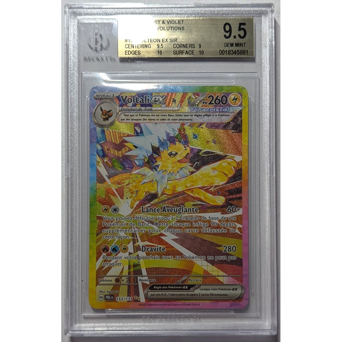 Item [BGS 9.5 - Gem Mint] - Carte Gradée - Voltali EX SAR 153/131 - S&V Prismatic Evolution - 2025 - Pokémon - Français