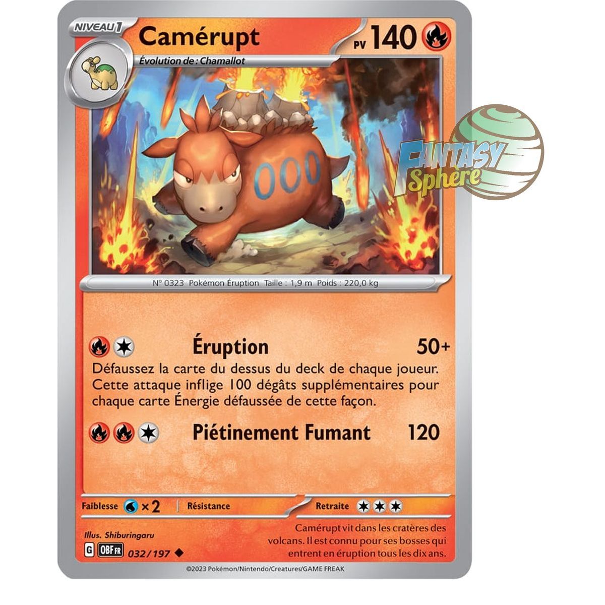 Item Camérupt - Peu Commune 32/197 - Ecarlate et Violet Flammes Obsidiennes