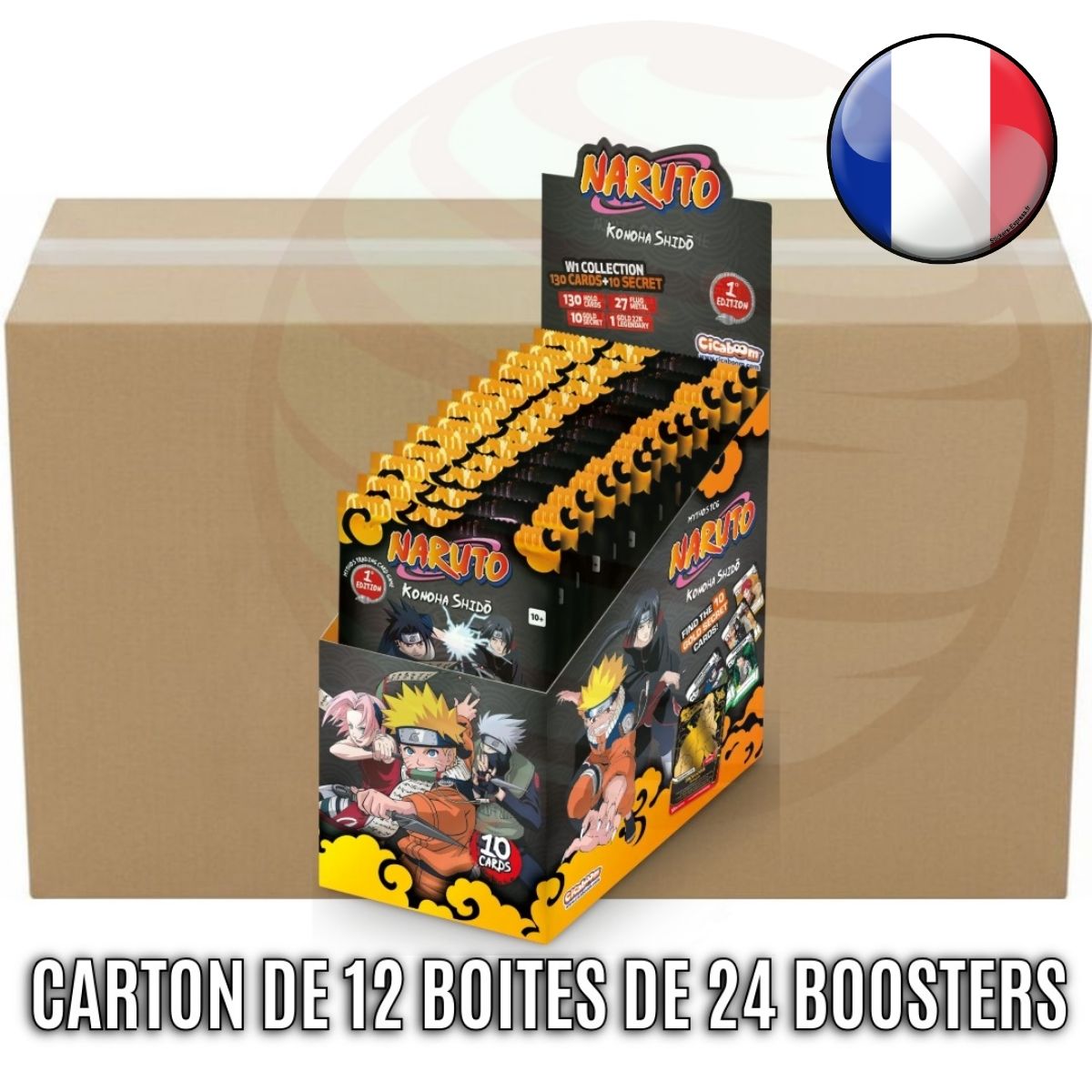 Carton de 12 Boîtes de 24 Boosters - Konoha Shido - Naruto Mythos TCG - 1ère Edition - FR