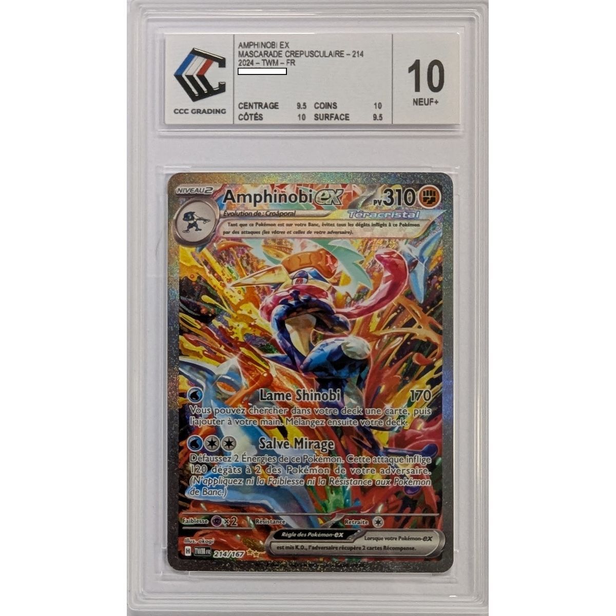 [CCC 10 - Neuf+] - Carte Gradée - Amphinobi-ex 214/167 - Ecarlate & Violet : Mascarade Crépusculaire - 2024 - Pokémon - Français
