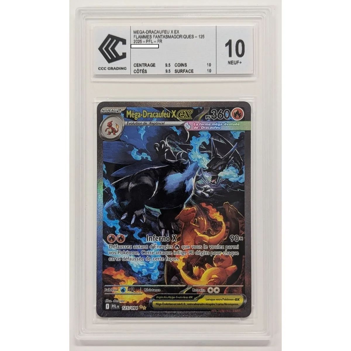 [CCC 10 - Neuf+] - Carte Gradée - Mega-Dracaufeu X-ex 125/094 - Méga-Evolution : Flammes Fantasmagoriques - 2025 - Pokémon - Français