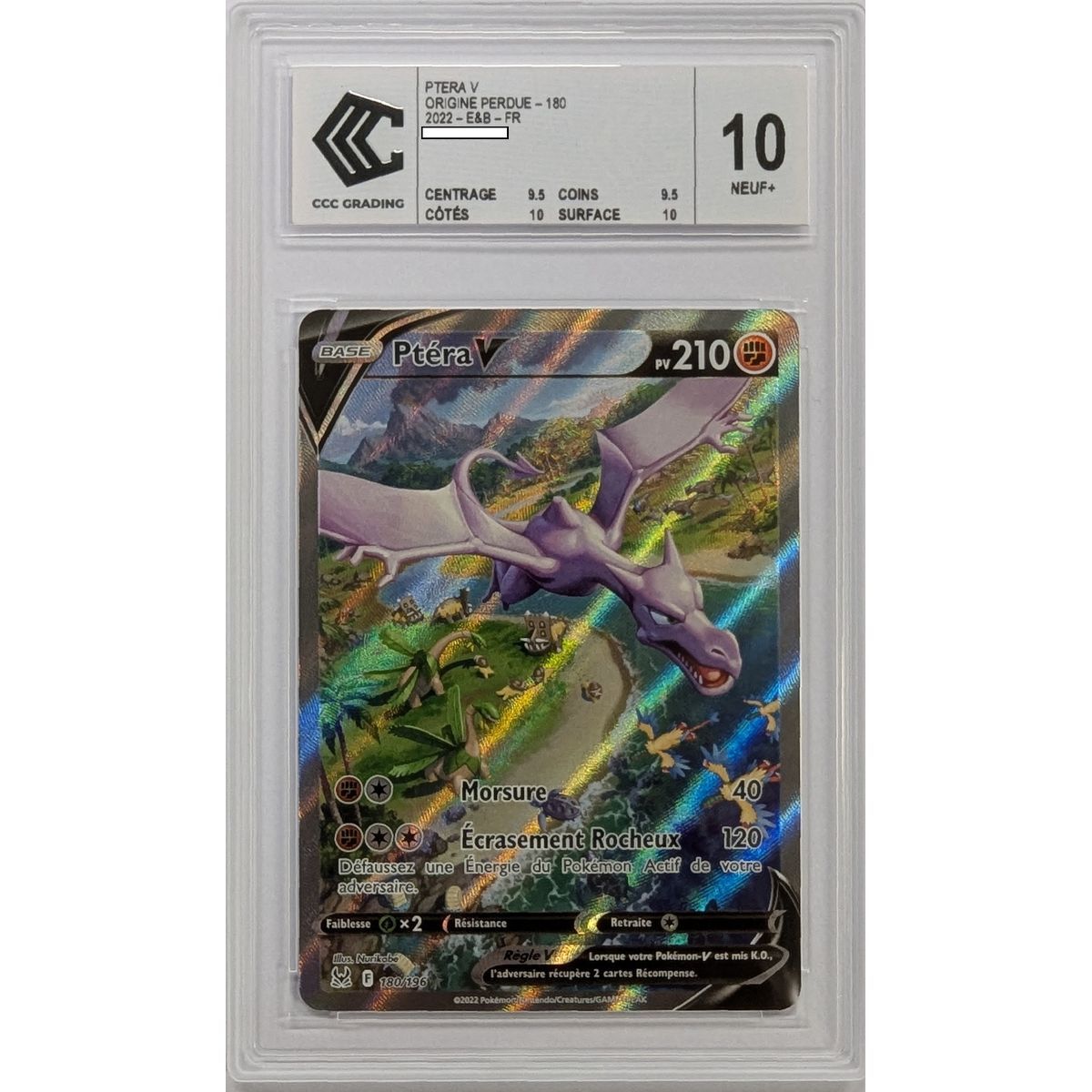 [CCC 10 - Neuf+] - Carte Gradée - Ptéra V 180/196 - Epée & Bouclier : Origine Perdue - 2022 - Pokémon - Français