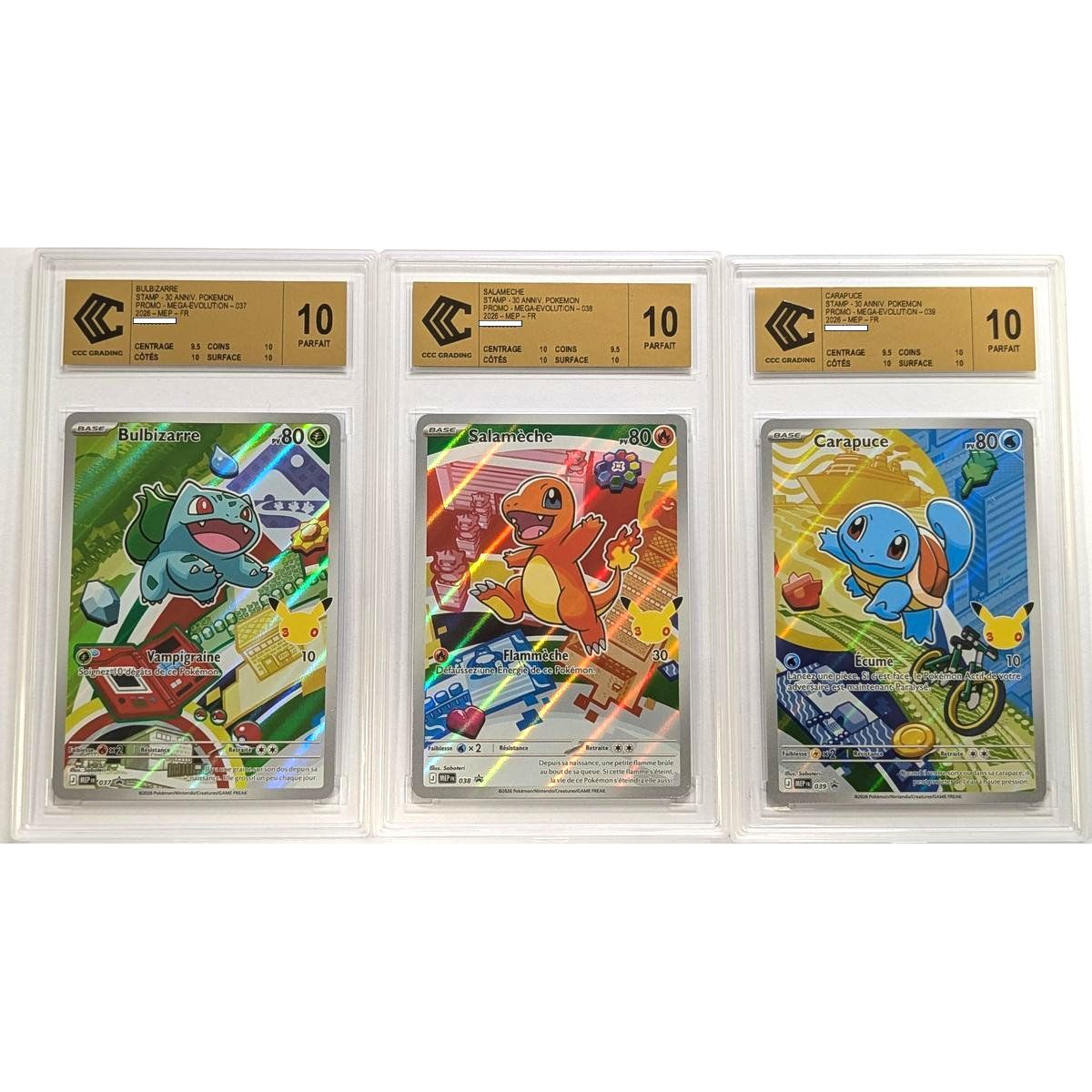 [CCC 10 - Parfait] - Carte Gradée - Bulbizarre/Carapuce/Salamèche MEP 037/38/39 - Promo - 2026 - Pokémon - Français