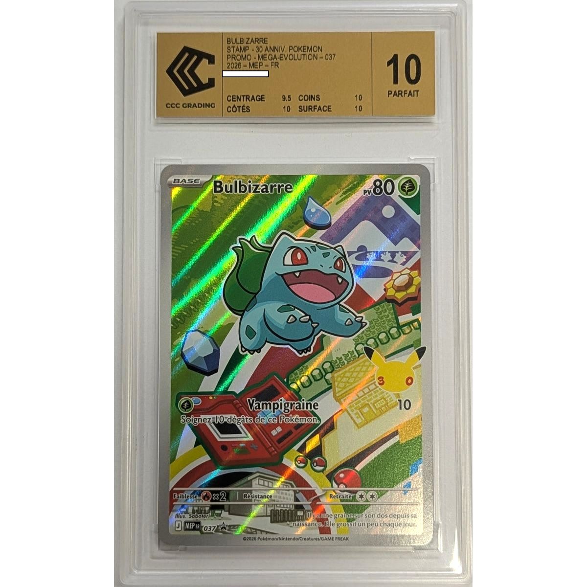 [CCC 10 - Parfait] - Carte Gradée - Bulbizarre/Carapuce/Salamèche MEP 037/38/39 - Promo - 2026 - Pokémon - Français