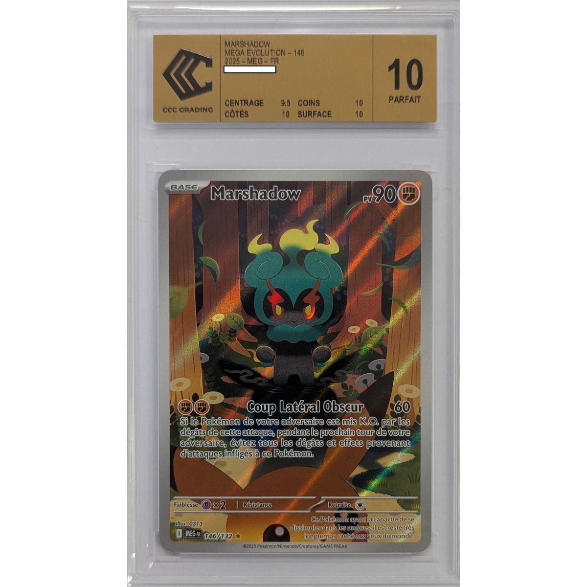 [CCC 10 - Parfait] - Carte Gradée - Marshadow 146/132 - Mega Evolution - 2025 - Pokémon - Français