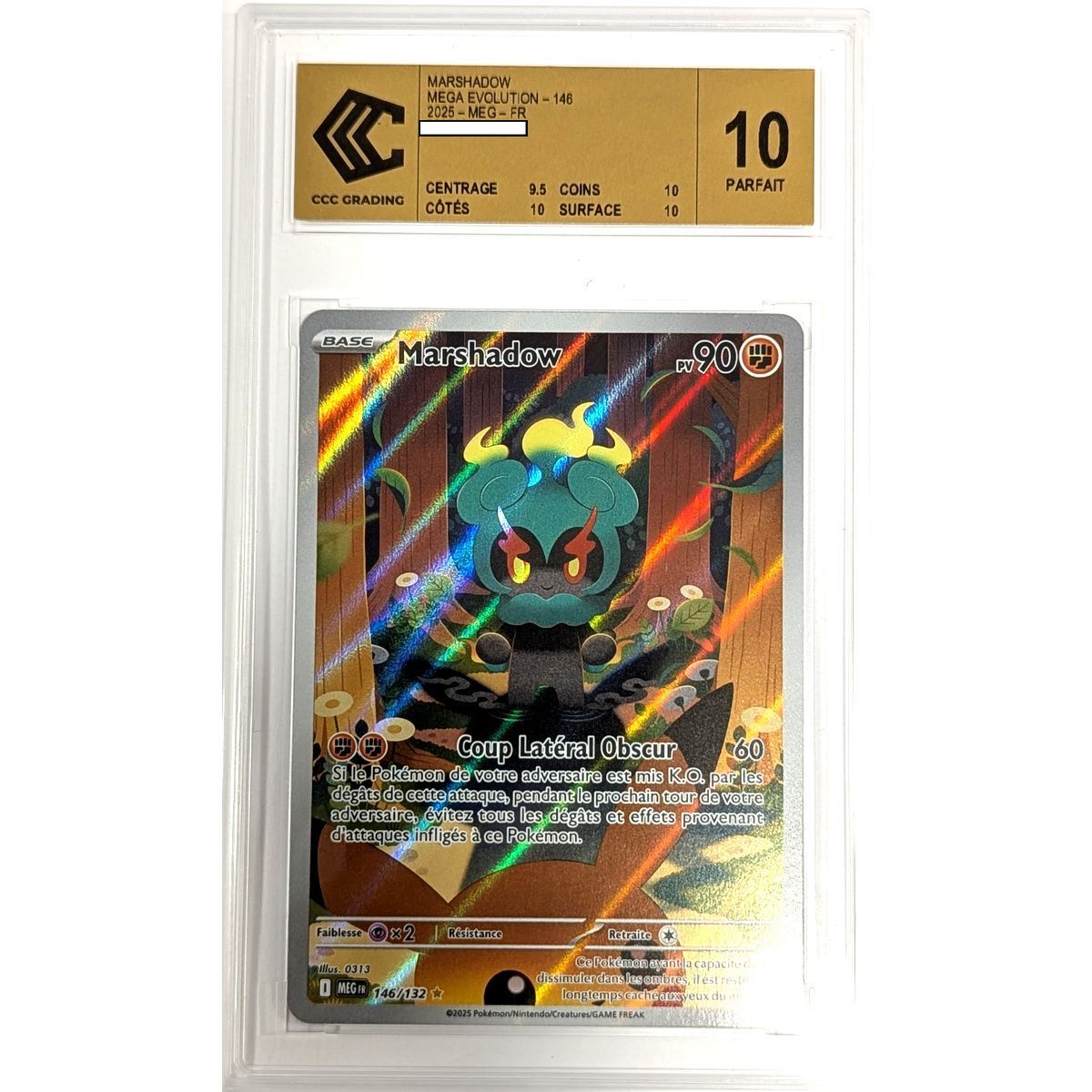 [CCC 10 - Parfait] - Carte Gradée - Marshadow 146/132 - Mega Evolution - 2025 - Pokémon - Français