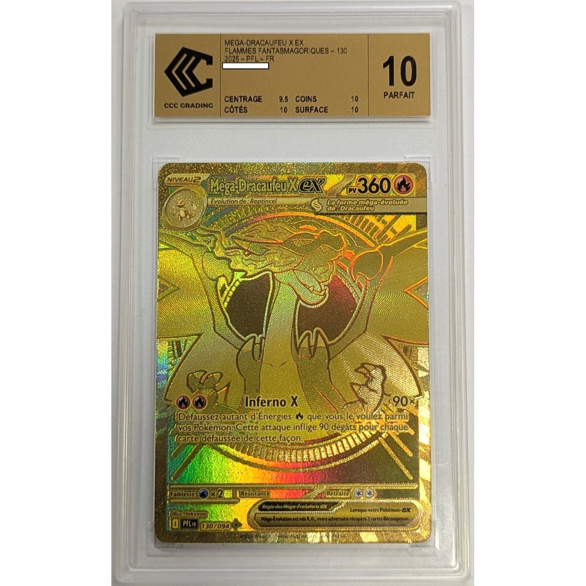 [CCC 10 - Parfait] - Carte Gradée - Mega-Dracaufeu X-ex 130/094 - Méga-Evolution : Flammes Fantasmagoriques - 2025 - Pokémon - Français