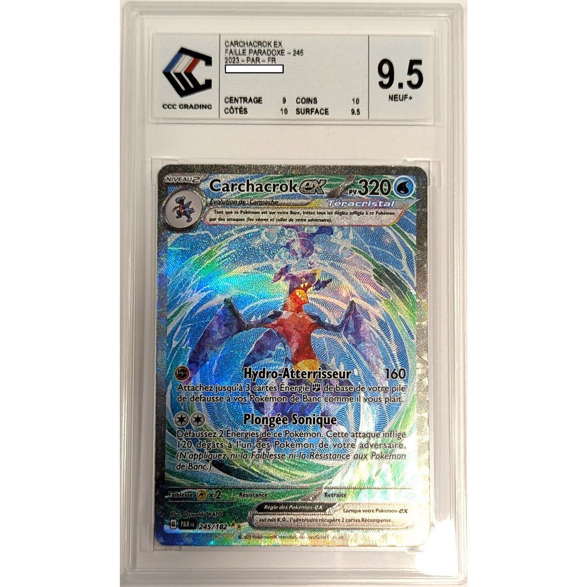 [CCC 9.5 - Neuf+] - Carte Gradée - Carchacrok EX 245/182 - Ecarlate & Violet : Faille Paradoxe - 2023 - Pokémon - Français