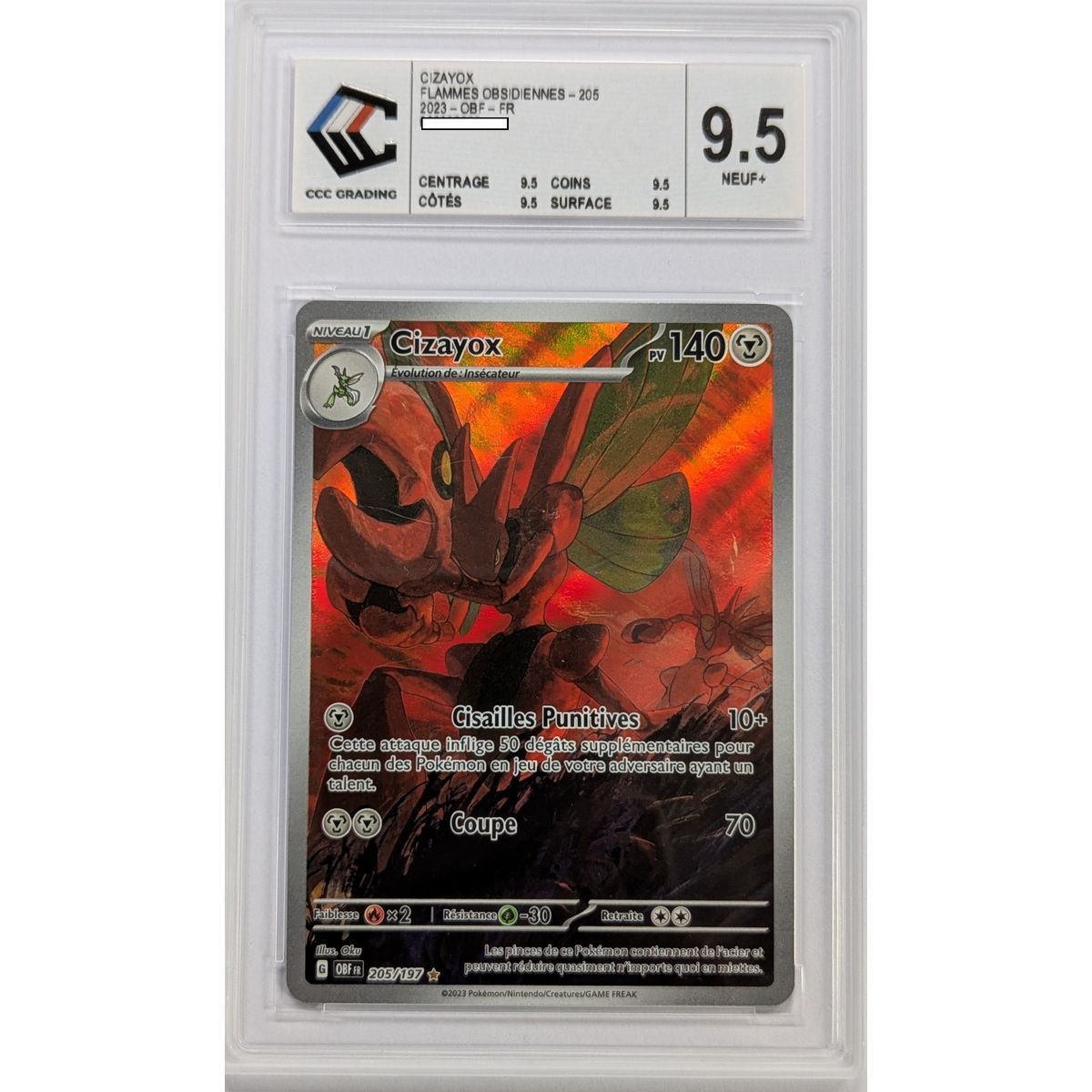 [CCC 9.5 - Neuf+] - Carte Gradée - Cizayox 205/197 - Ecarlate & Violet : Flammes Obsidiennes - 2023 - Pokémon - Français