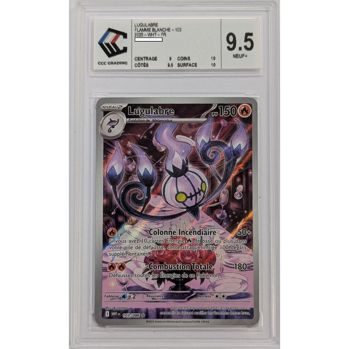 [CCC 9.5 - Neuf+] - Carte Gradée - Lugulabre 103/086 - Ecarlate & Violet : Flamme Blanche - 2025 - Pokémon - Français
