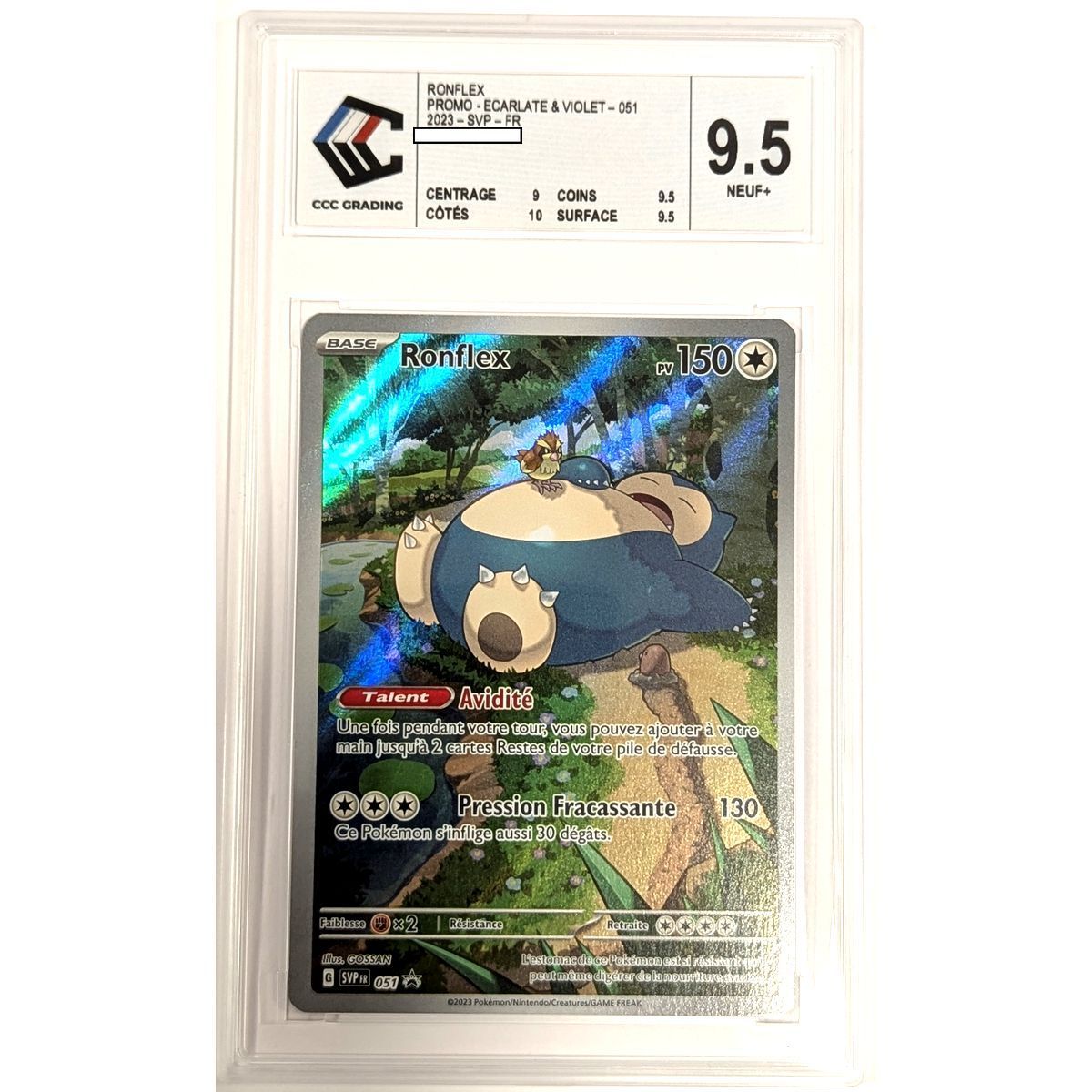 [CCC 9.5 - Neuf+] - Carte Gradée - Ronflex SVP 051 - Ecarlate & Violet : Pokémon 151 - 2023 - Pokémon - Français