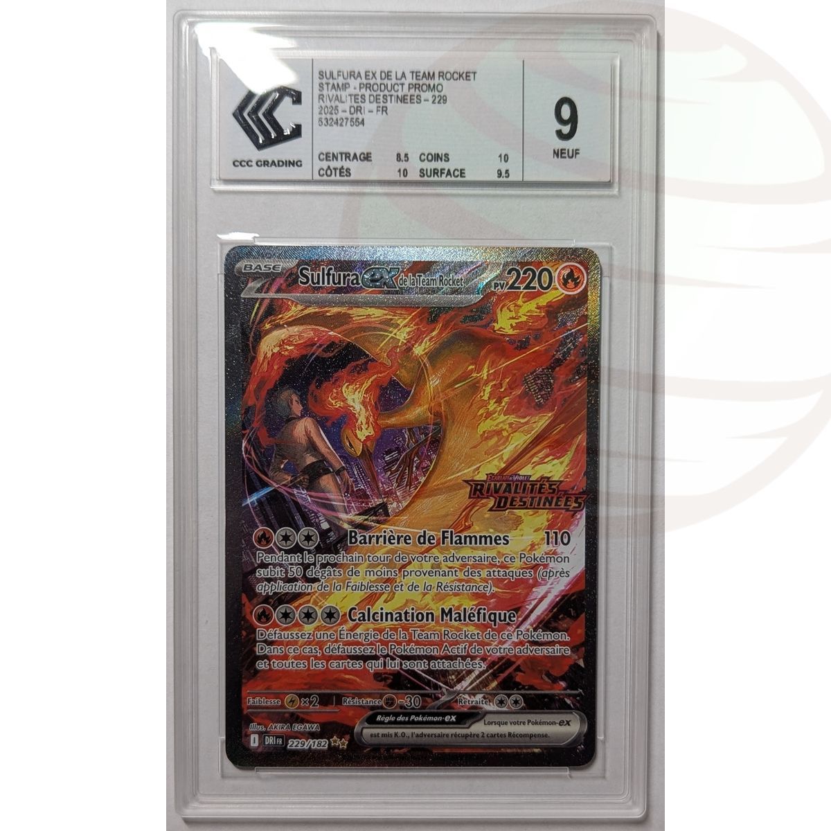 [CCC 9 - Neuf] - Carte Gradée - Sulfura ex de la Team Rocket 229/182 - E&V Rivalités Destinées Promo - 2025 - Pokémon - Français