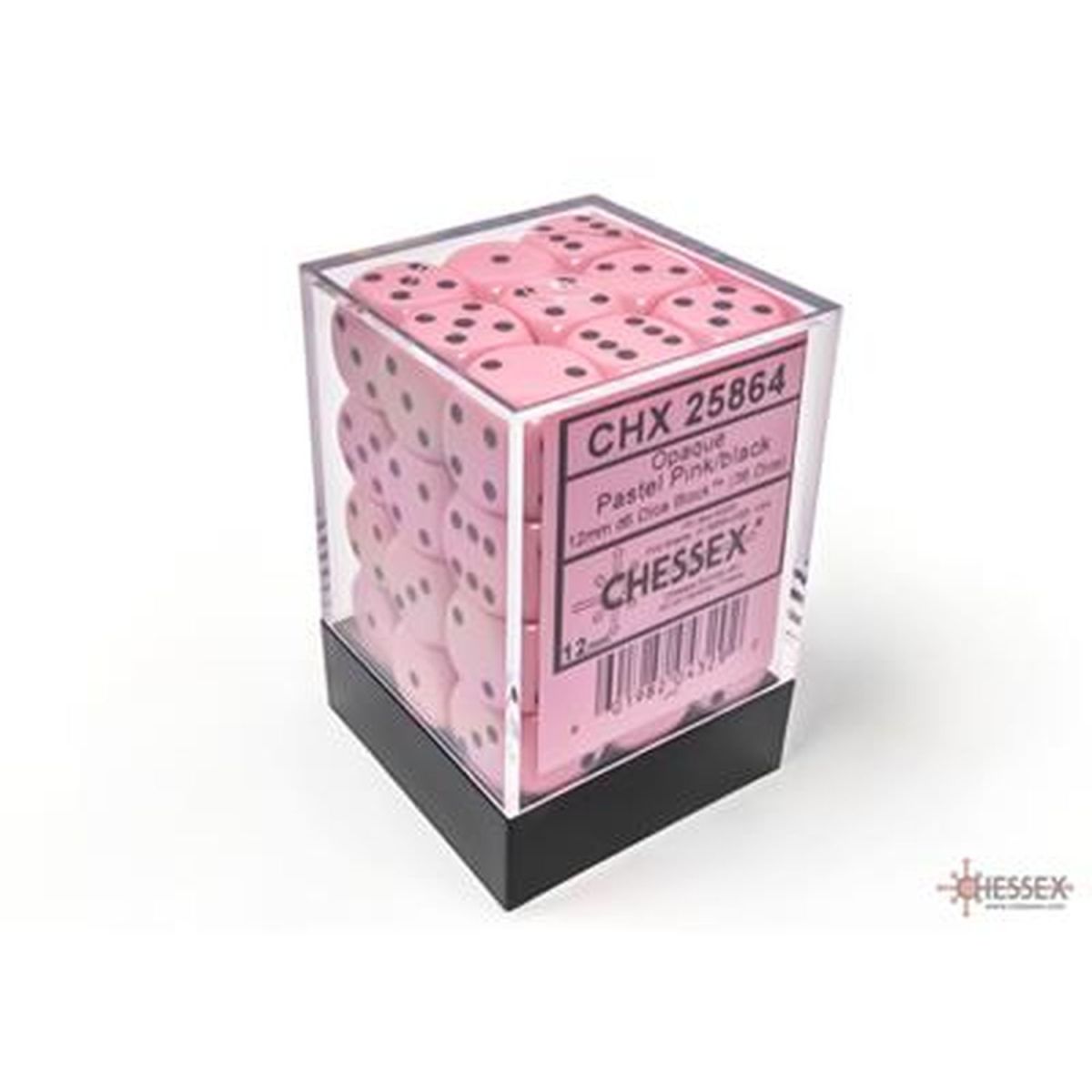 Chessex - Dice -Pastel Pastel Pink/black - Set de 36 Dés de 6 - 12mm