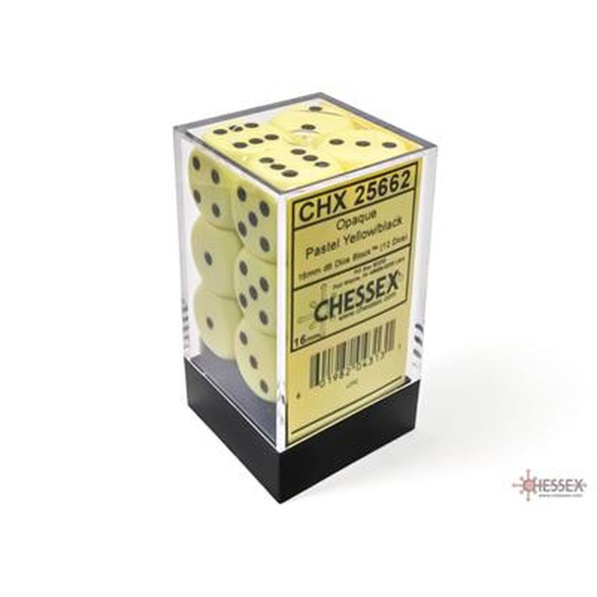 Chessex - Dice -Pastel Yellow/black - Set de 12 Dés de 6 - 16mm
