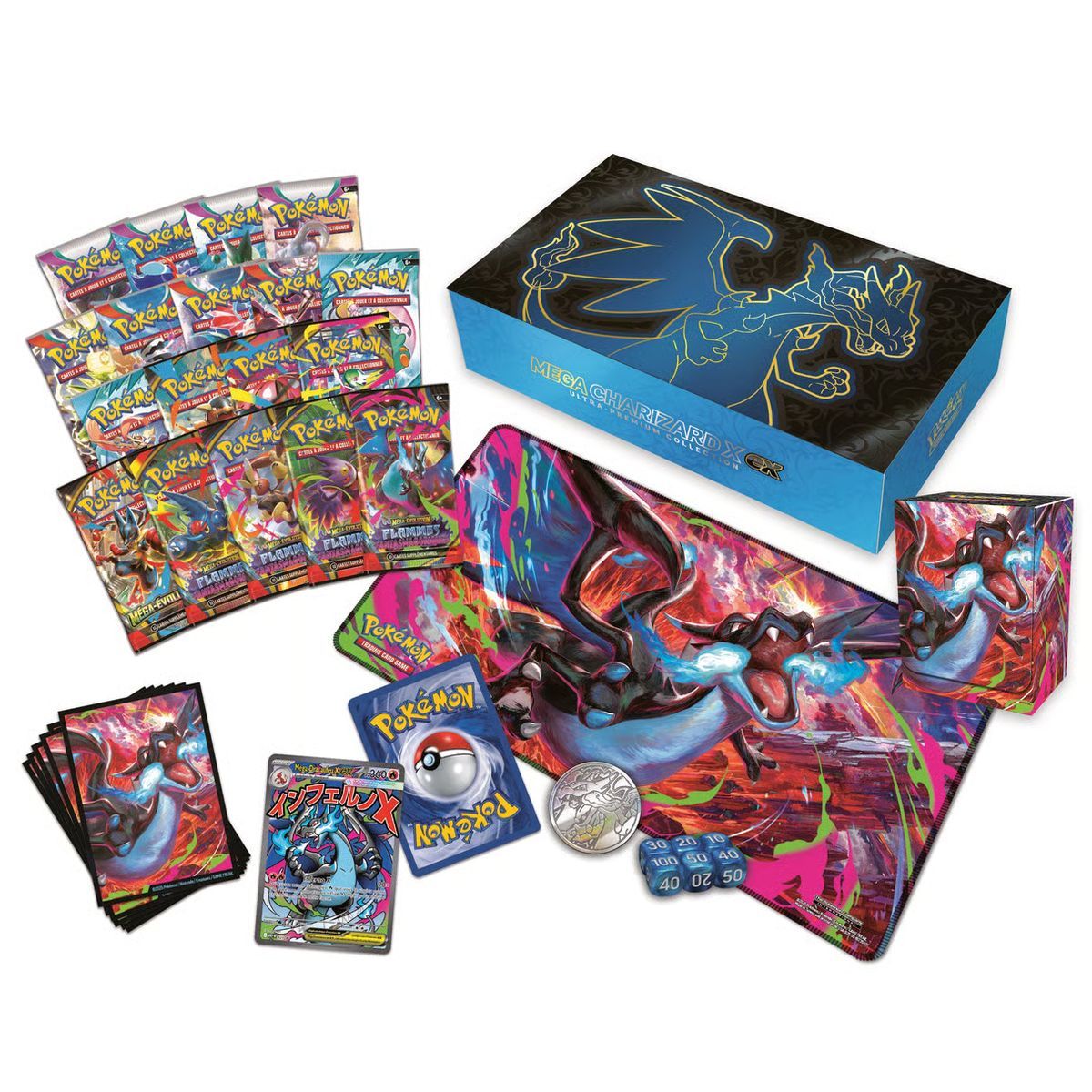Coffret 18 Boosters - Collection Ultra Premium : Méga-Dracaufeu X-ex : Flammes Fantasmagoriques - Pokémon - FR