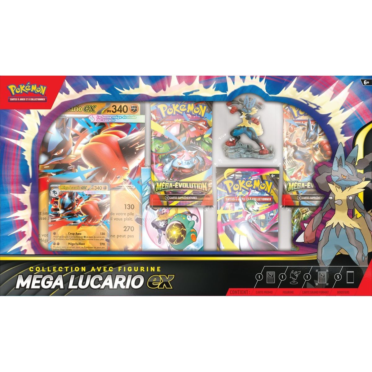 Coffret 5 Boosters - Collection Figurine : Mega Lucario [ME01 - MEG] - Pokémon - FR