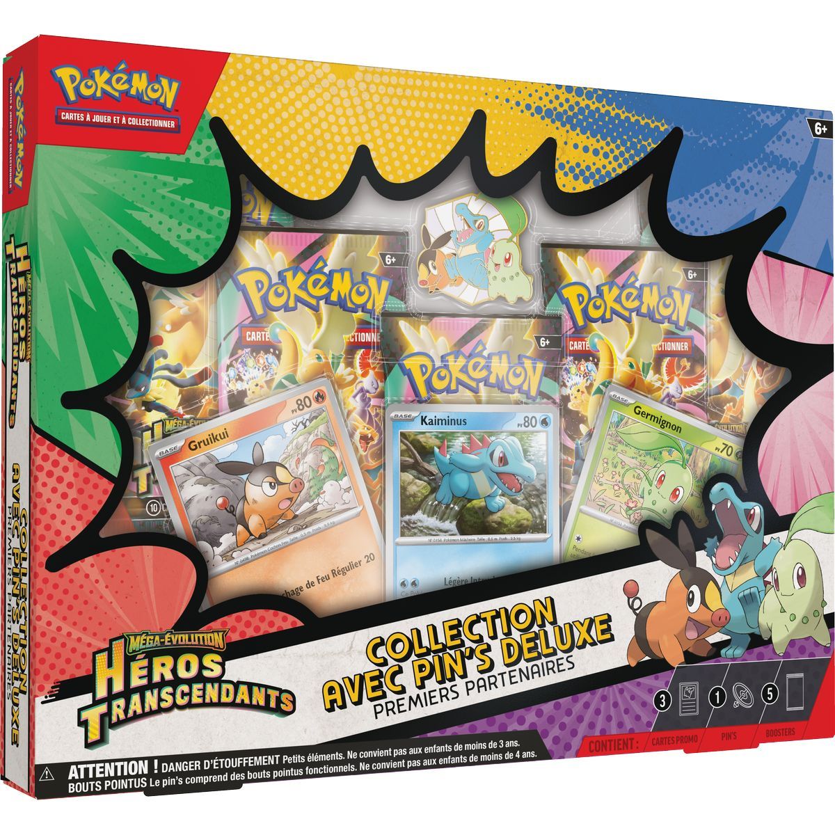 Coffret 5 Boosters - Collection Pin's Deluxe Premiers Partenaires - Méga-Évolution - Héros Transcendants [ME02.5][ASC] - Pokémon - FR